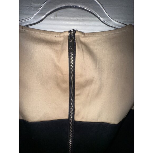 Dennis Basso Black & Beige Color Block Sleeveless Dress Size 4 Cotton Classic‎ - Picture 4 of 6